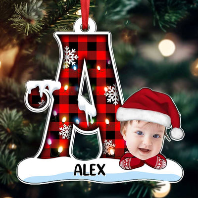 Christmas Monogram Alphabet Custom Kid's Photo Acrylic Ornament VTX13OCT23TP2 Acrylic Ornament HumanCustom - Unique Personalized Gifts Made Just for You Pack 1