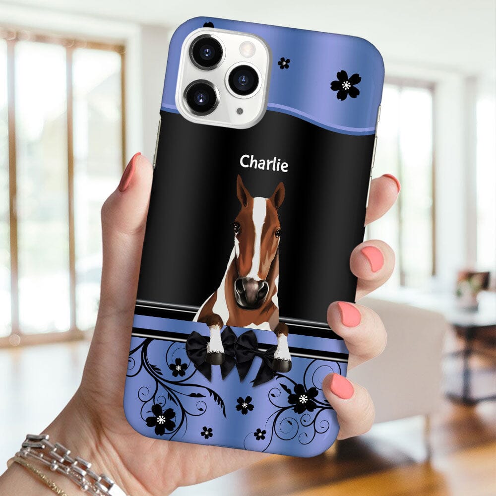 Love Peeking Horse Breeds Custom Name Flower Pattern Personalized Phone Case LPL07DEC23TP3 Silicone Phone Case HumanCustom - Unique Personalized Gifts Made Just for You 