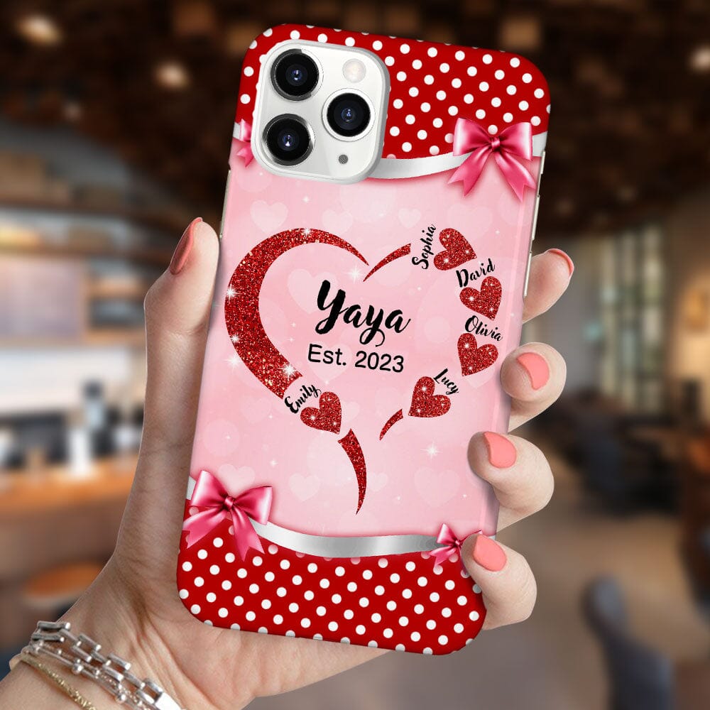 Customized Grandma Mom Valentine Heart Mothers Day Best Gift Phone case HTN18DEC23TP1 Glass Phone Case HumanCustom - Unique Personalized Gifts Made Just for You 