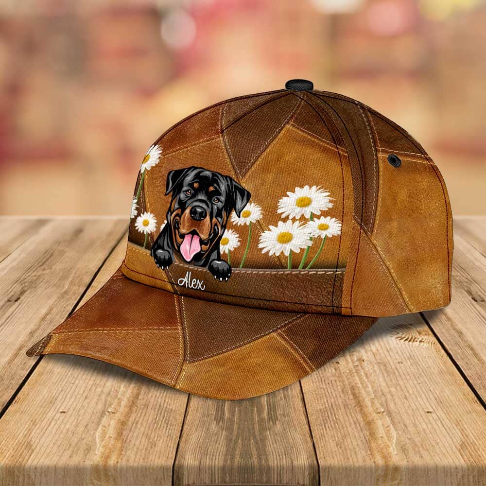 Daisy Flower Love Puppy Kitten Pet Dog Cat Leather Pattern Personalized Cap NVL13DEC23TP1 Cap HumanCustom - Unique Personalized Gifts Made Just for You 