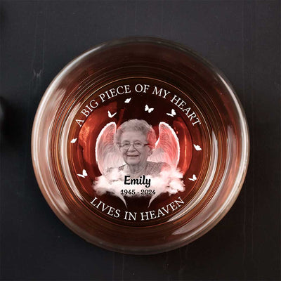 Memorial Custom Photo Angel Wings, Your Wings Were Ready But My Heart Was Not Personalized Engraved Whiskey Glass LPL27APR24TP2
