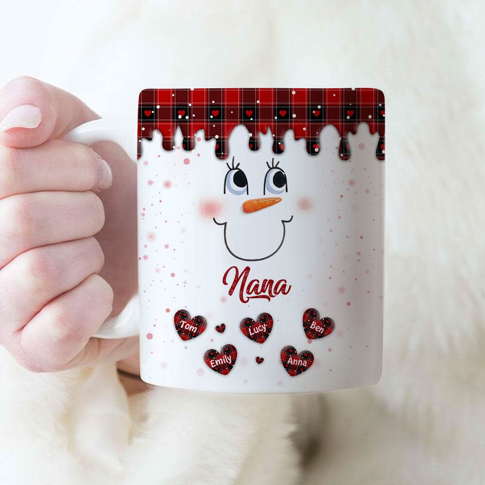 Cute Colorful Snowmy Grandma Mom Little Heart Kids Personalized Christmas Mug LPL20OCT23TP2 White Mug Edge HumanCustom - Unique Personalized Gifts Made Just for You 