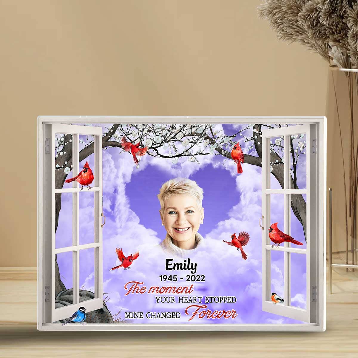 Memorial Cardinal Upload Photo Family Loss, A Big Piece Of My Heart Lives In Heaven Personalized Acrylic Plaque LPL01DEC23TP1 Acrylic Plaque HumanCustom - Unique Personalized Gifts Made Just for You 