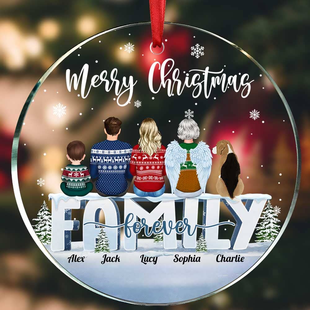 Christmas Family Forever Members Backview Personalized Acrylic Ornament NVL30OCT23TP2 Acrylic Ornament HumanCustom - Unique Personalized Gifts Made Just for You Pack 1 