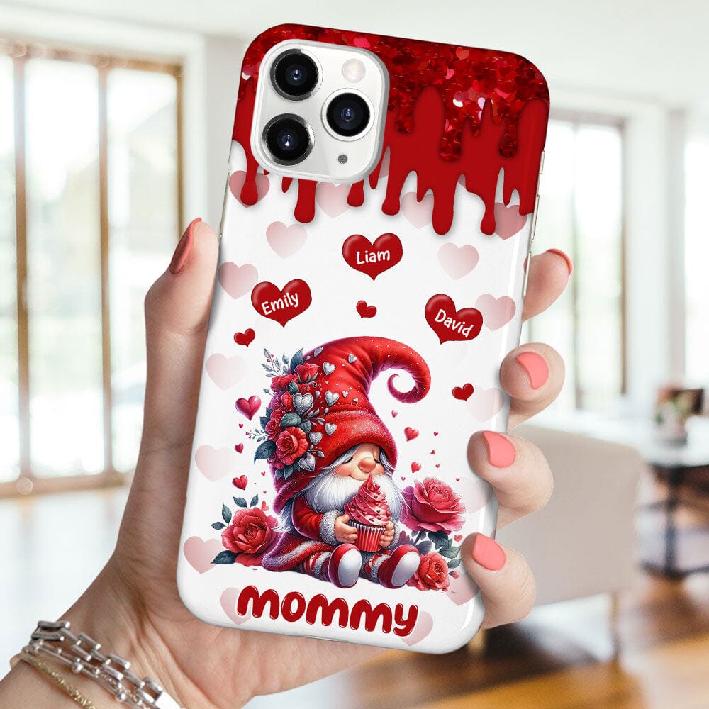 Valentine Red Flower Gnome Grandma Mom Sweet Heart Kids, Glitter Melting Pattern Personalized Phone Case LPL19DEC23TP2 Silicone Phone Case HumanCustom - Unique Personalized Gifts Made Just for You 