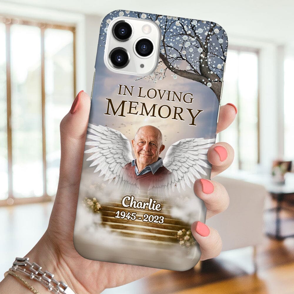 Memorial Custom Photo Wings Stairs To Heaven, In Loving Memory Personalized Phone Case LPL25DEC23TP2 Silicone Phone Case HumanCustom - Unique Personalized Gifts Made Just for You 