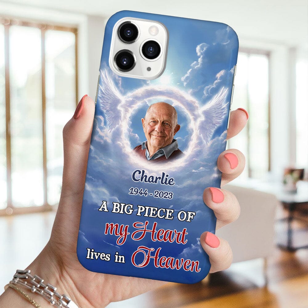 Memorial Custom Photo Angel Wings, A Big Piece Of My Heart Lives In Heaven Personalized Phone Case LPL17NOV23TP2 Silicone Phone Case HumanCustom - Unique Personalized Gifts Made Just for You Iphone iPhone 15 