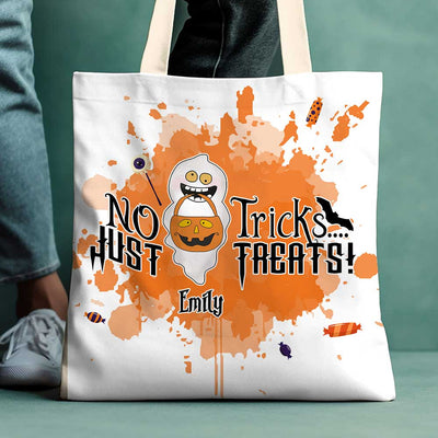 Personalized Funny Halloween Kid Tote Bag No Tricks Just Treats LPL09AUG23TP1