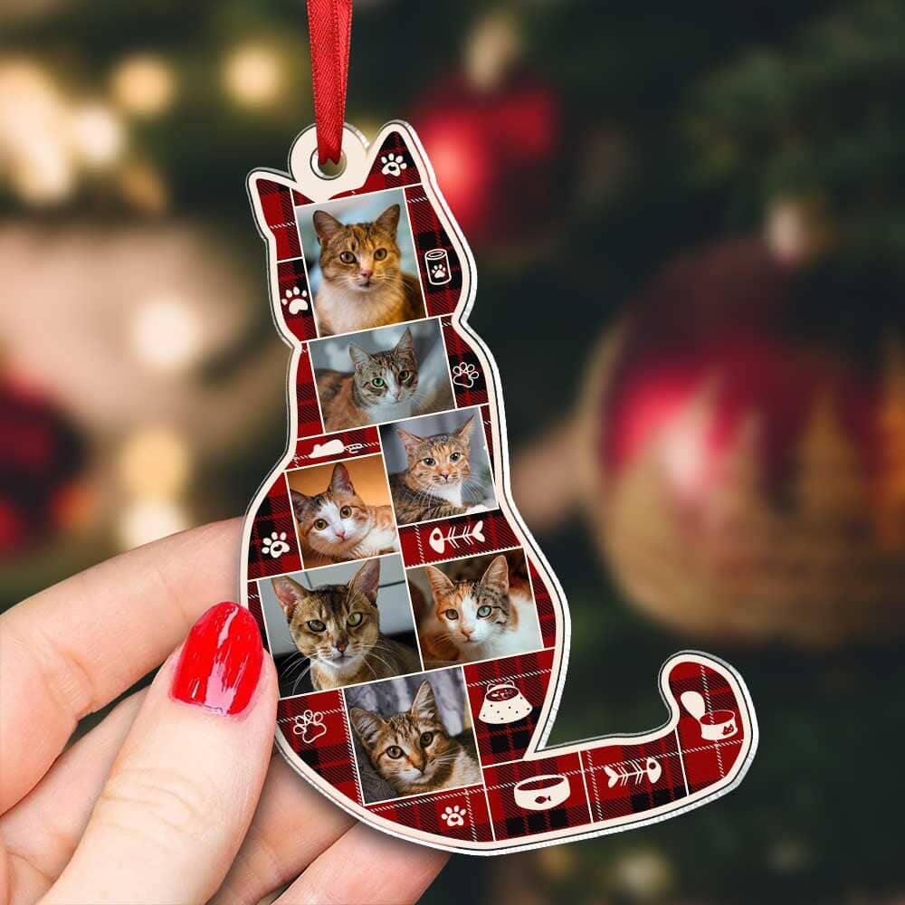 Personalized Cat Photo Collage Acrylic Ornament, Best Gifts For Cat Owners, Cat Lover Gift NVL21NOV23TP3 Acrylic Ornament HumanCustom - Unique Personalized Gifts Made Just for You 3.5 IN Pack 1 