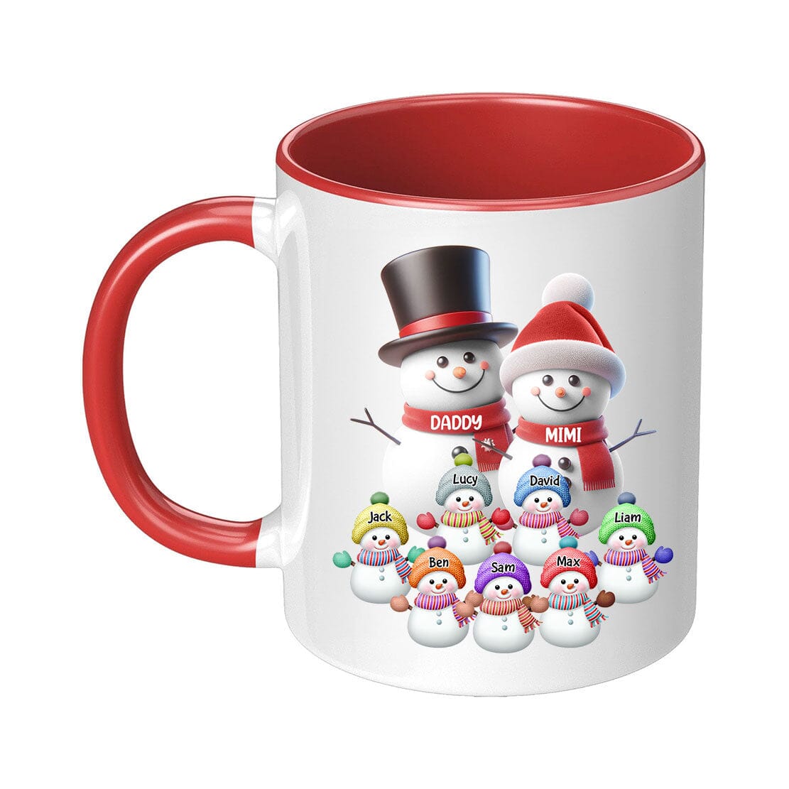 Personalized Accent Mug - Custom Parents/Grandparents Snowmen With Kids - NTD21NOV23TP3 Accent Mug HumanCustom - Unique Personalized Gifts Made Just for You 