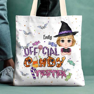 Personalized Cute Doll Kid Official Candy Tester Halloween Tote Bag LPL09AUG23TP2