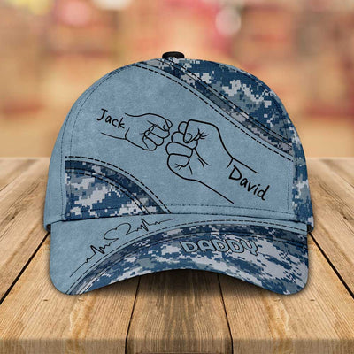 Outline Fist Bump Daddy Grandpa Personalized Classic Cap, Father's Day Gift For Dad, For Grandpa, For Husband NVL06MAY24TP2