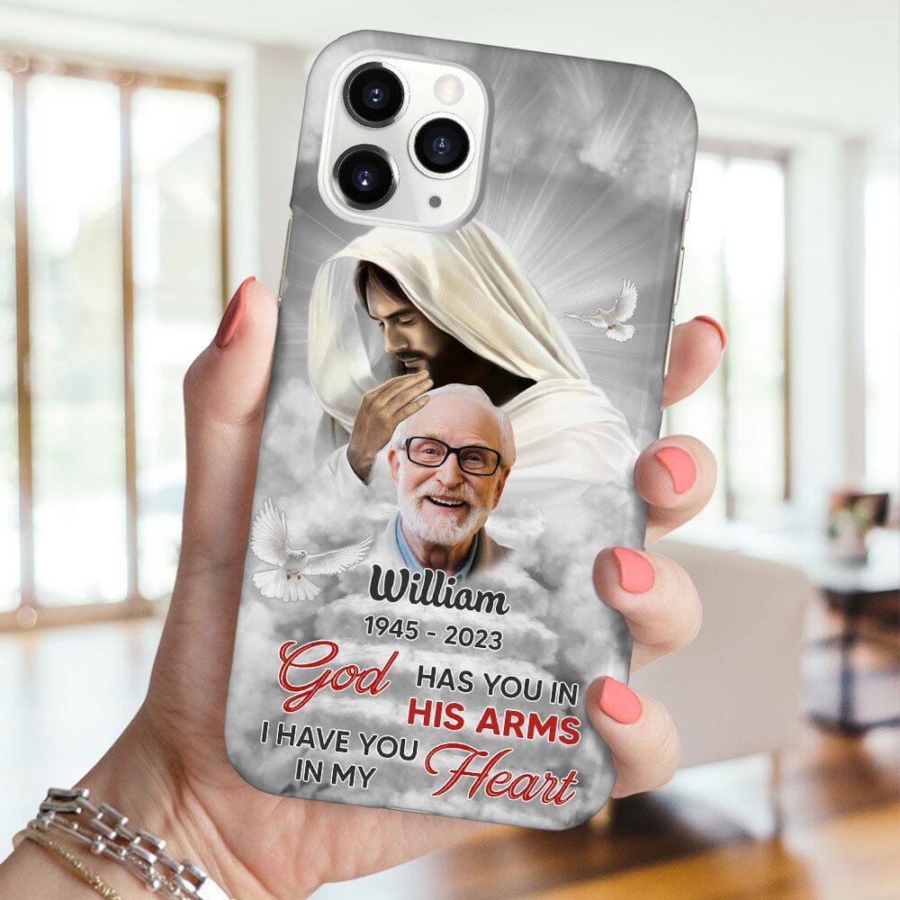 Memorial Upload Photo, God Has You In His Arms I Have You In My Heart Personalized Phone Case LPL29NOV23TP2 Silicone Phone Case HumanCustom - Unique Personalized Gifts Made Just for You 