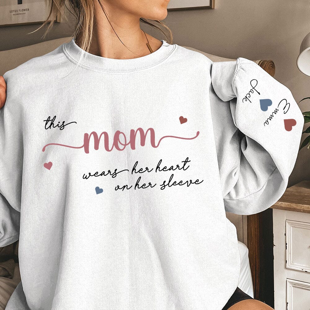 Personalized This Mom Grandma Wears Her Sweet Heart Kids On Her Sleeve Sweatshirt LPL20NOV23TP3 2d sweatshirt HumanCustom - Unique Personalized Gifts Made Just for You 