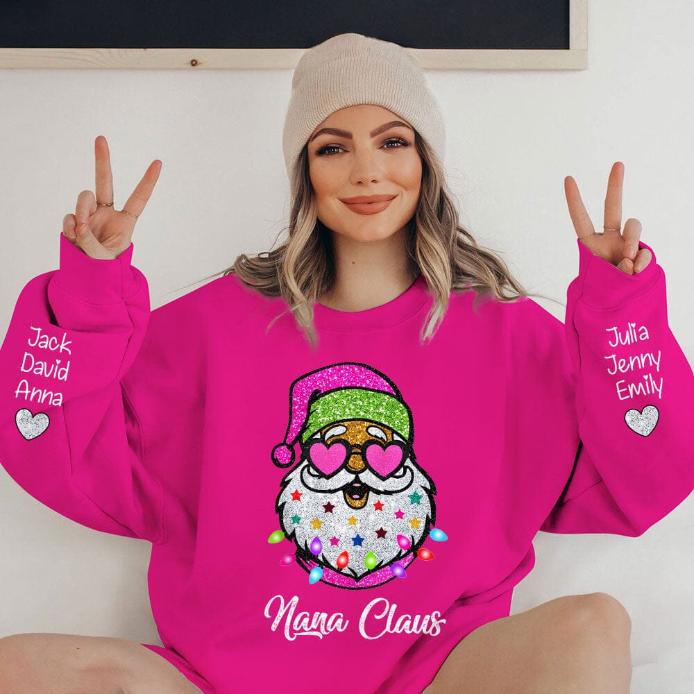 Cute Christmas Santa With Sunglasses Nana Mom Claus Personalized Sweatshirt LPL01NOV23TP3 3D Sweatshirt HumanCustom - Unique Personalized Gifts Made Just for You 