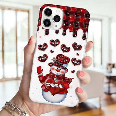 Colorful Christmas Snowman Grandma Mom Little Heart Kids Personalized Phone Case NVL25OCT23TP1 Silicone Phone Case HumanCustom - Unique Personalized Gifts Made Just for You