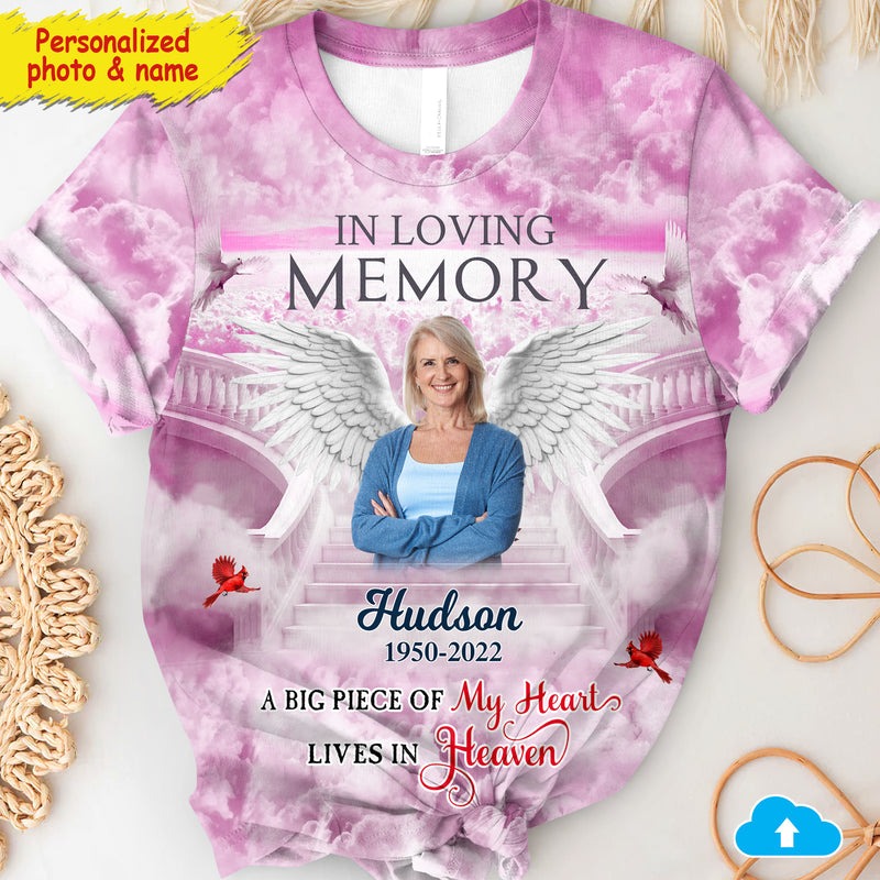 Memorial Upload Photo Wings Heaven, In Loving Memory Personalized 3D T-Shirt