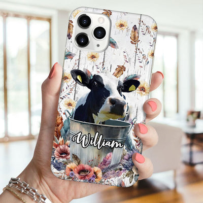 Love Cow Baby Highland Holstein In A Bucket Love Cattle Farm Personalized Phone Case LPL13JUN23TP1