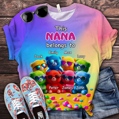 This Grandma Belongs To Personalized Colorful Bear Kids 3D T-shirt VTX01APR24TP1