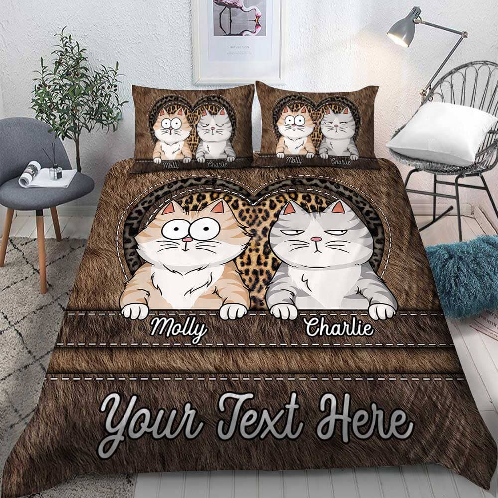 Personalized Puppy Kitten Pet Dog Cat Leopard Leather Pattern Bedding Set NVL06DEC23TP1 Bedding Set HumanCustom - Unique Personalized Gifts Made Just for You 