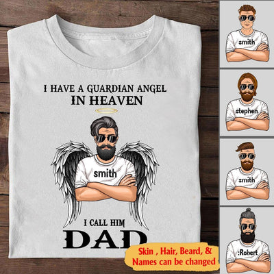 Customized I Have A Guardian Angel I Heaven I Call Him Dad T-Shirt Pm07Jun21Ct03 2D T-shirt Dreamship S Black
