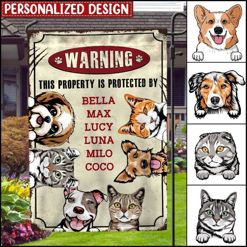 Discover This property is protected By The Dogs and Cats Personalized Flag Perfect Gift for Dog Lovers and Cat Lovers