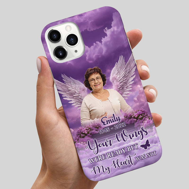 Memorial Purple Stairs To Heaven Insert Photo, Your Wings Were Ready Personalized Phone Case