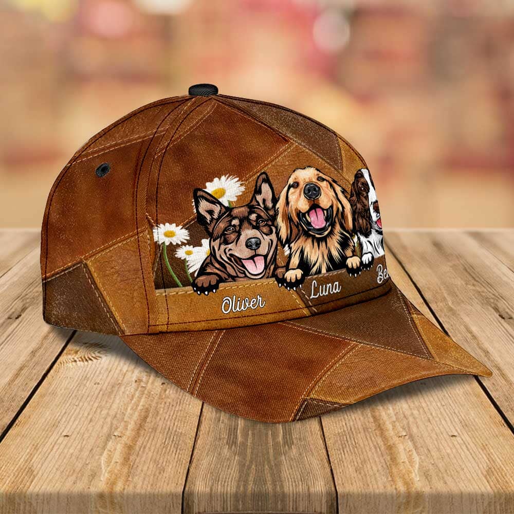 Daisy Flower Love Puppy Kitten Pet Dog Cat Leather Pattern Personalized Cap NVL13DEC23TP1 Cap HumanCustom - Unique Personalized Gifts Made Just for You 