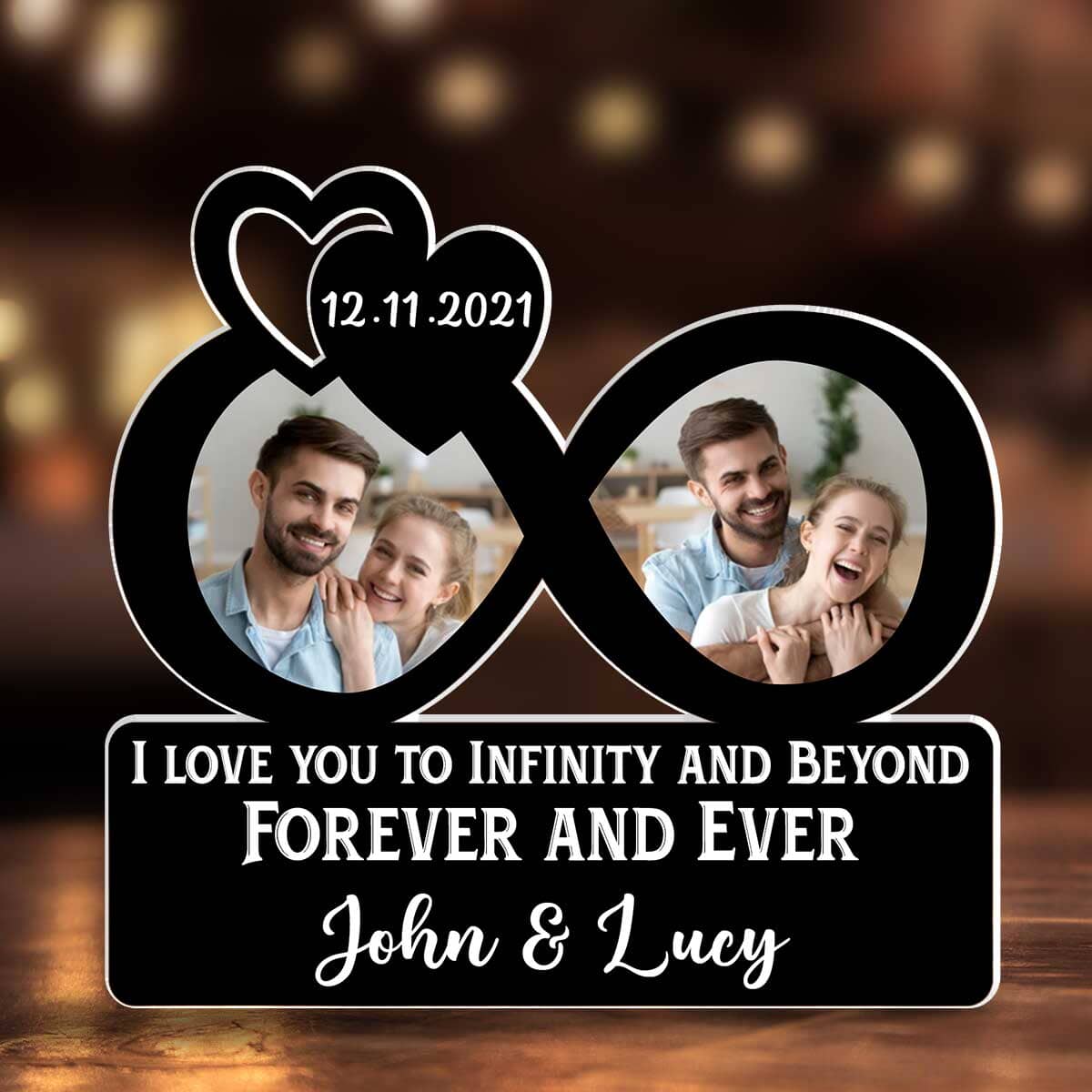 Upload Couple Photo Infinity, I Love You To Infinity And Beyond Forever Personalized Acrylic Plaque LPL29NOV23TP1 Acrylic Plaque HumanCustom - Unique Personalized Gifts Made Just for You S (10cm) 