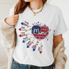 4th of July Heart Patriotic Firework Grandma with Grandkids Personalized White T-shirt and Hoodie HTN17APR24TP1