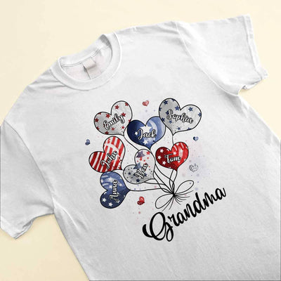4th of July Sweet Heart Grandma Auntie Mom Kids American Flag Pattern Personalized T-shirt LPL30MAY23TP4