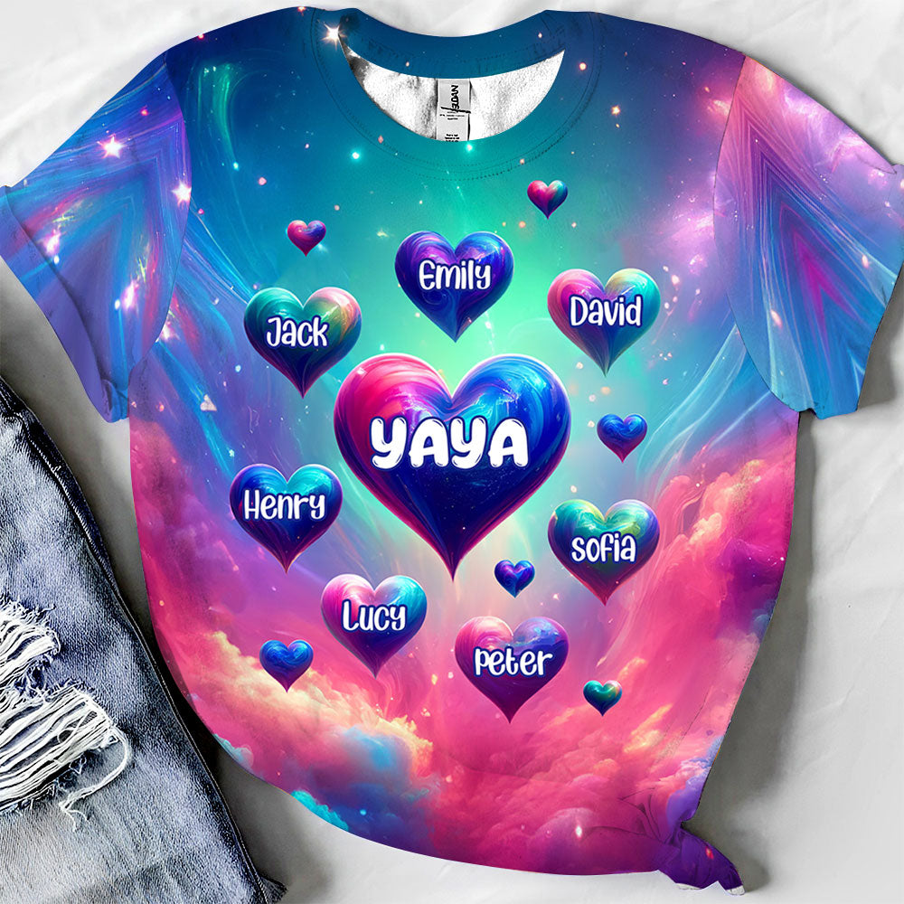 Colorful Grandma/ Mama Heart Personalized 3D T-shirt VTX23APR24TP1