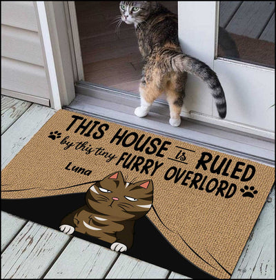 This house is ruled by these tiny furry overlords Personalized Cute Cat Kitten Doormat HTN13JUN23XT1