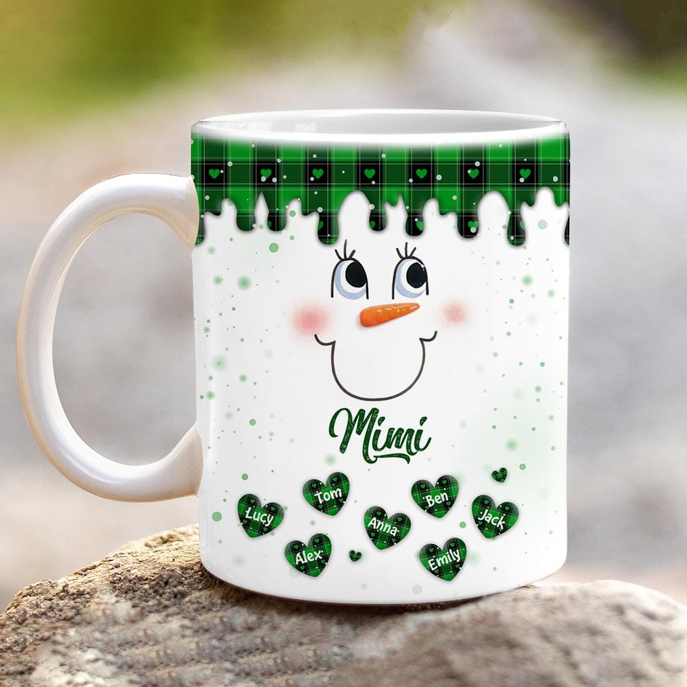 Cute Colorful Snowmy Grandma Mom Little Heart Kids Personalized Christmas Mug LPL20OCT23TP2 White Mug Edge HumanCustom - Unique Personalized Gifts Made Just for You 