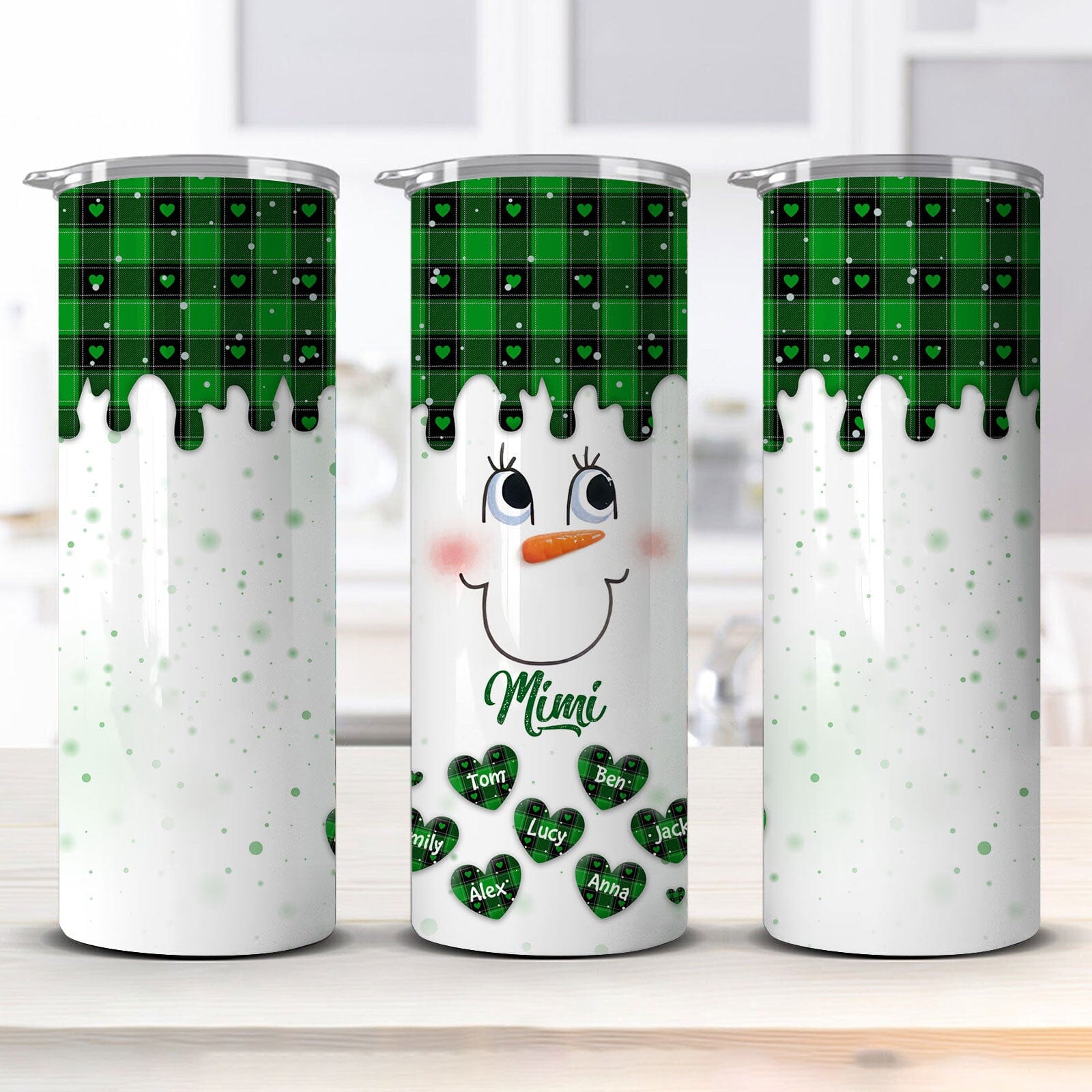 Cute Colorful Snowmy Grandma Mom Little Heart Kids Personalized Christmas Skinny Tumbler LPL17OCT23TP2 Skinny Tumbler HumanCustom - Unique Personalized Gifts Made Just for You 