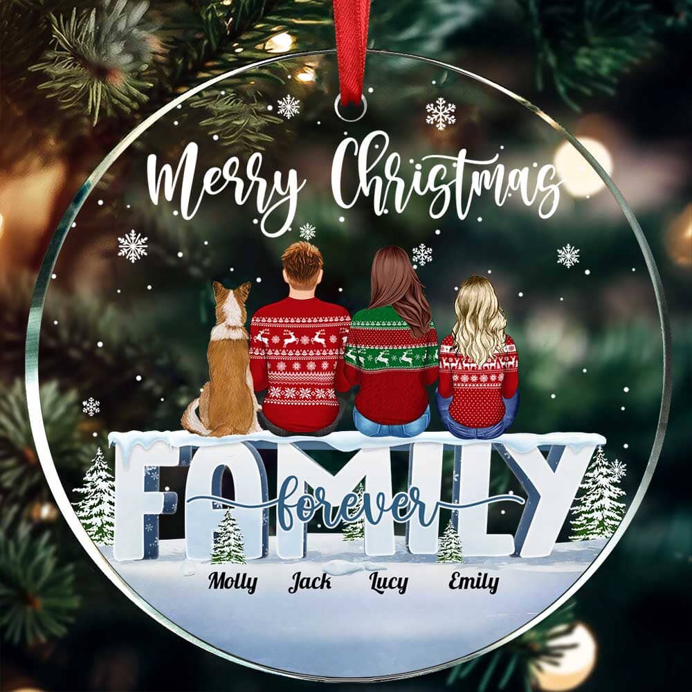 Christmas Family Forever Members Backview Personalized Acrylic Ornament NVL30OCT23TP2 Acrylic Ornament HumanCustom - Unique Personalized Gifts Made Just for You 