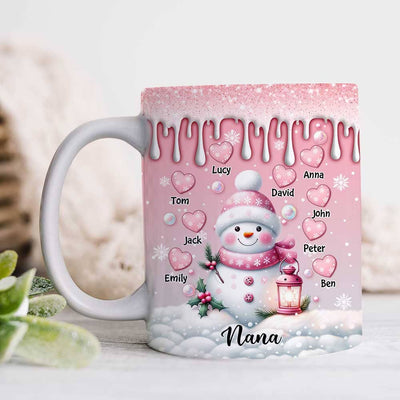 Sweet Pinky Snowman Grandma Mom Heart Kids Personalized Mug LPL15NOV23TP2 White Mug Edge HumanCustom - Unique Personalized Gifts Made Just for You