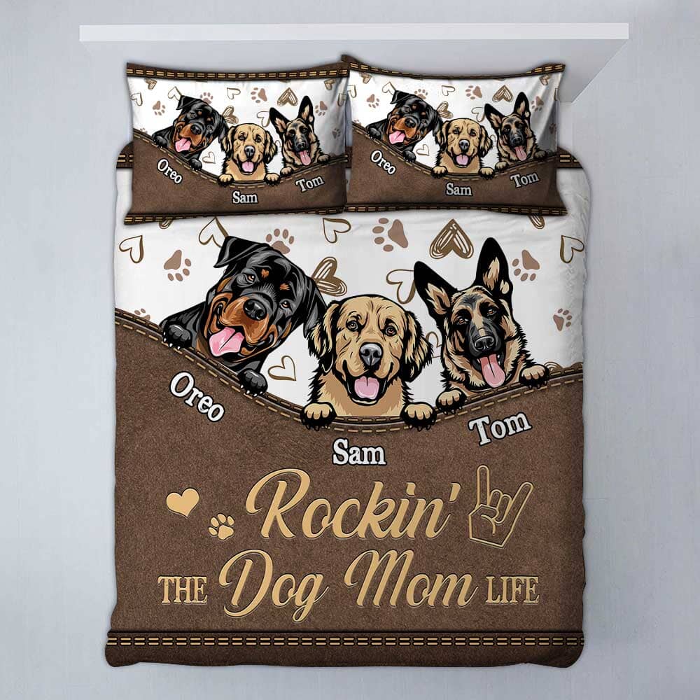 Cute Dogs Pawprints Leather Pattern, The Road To My Heart Is Paved With Pawprints Personalized Bedding Set LPL05DEC23TP2 Bedding Set HumanCustom - Unique Personalized Gifts Made Just for You 