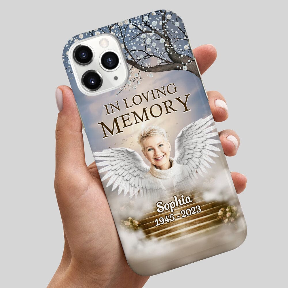 Memorial Custom Photo Wings Stairs To Heaven, In Loving Memory Personalized Phone Case LPL25DEC23TP2 Silicone Phone Case HumanCustom - Unique Personalized Gifts Made Just for You 