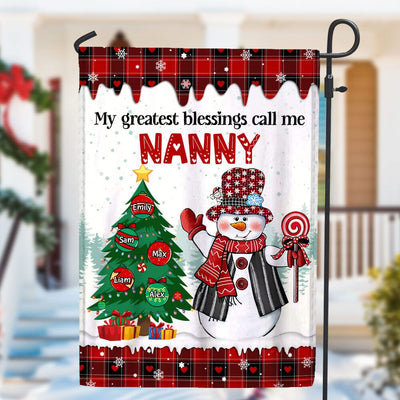 My Greatest Blessings Call Me Grandma Mom Snowman Christmas Snowball Kid Personalized Garden House Flag LPL24OCT23TP1 Flag HumanCustom - Unique Personalized Gifts Made Just for You