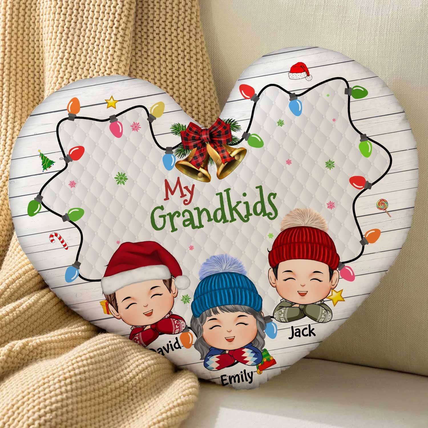 My Grandkids Personalized Heart Shape Pillow NVL16OCT23TP2 Heart Shaped Pillow HumanCustom - Unique Personalized Gifts Made Just for You 12x12in 