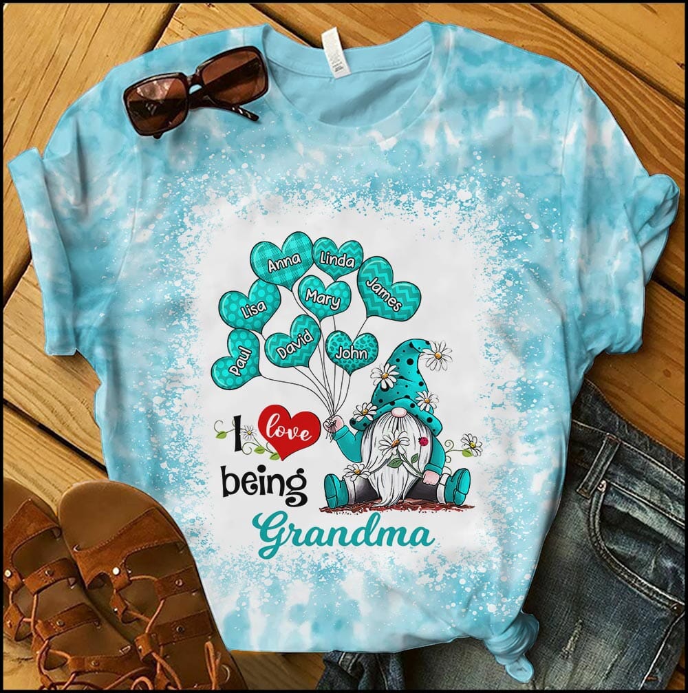 Colorful Gnome Grandma Mom Balloon Heart Kids, I Love Being Nana Personalized 3D T-shirt NVL06MAY23XT1 3D T-shirt Humancustom - Unique Personalized Gifts 