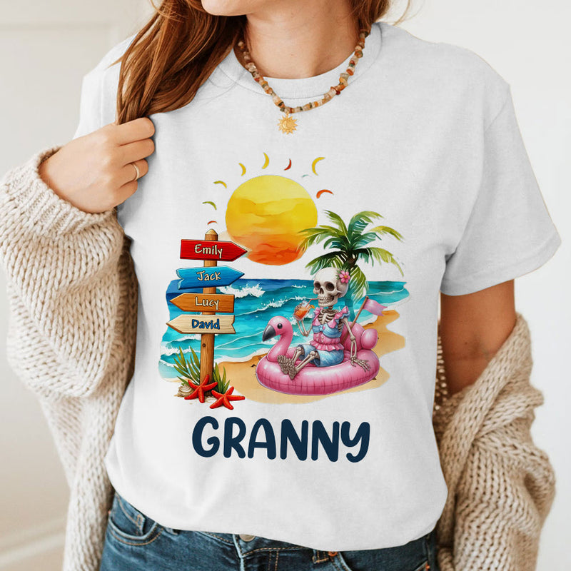 Personalized Summer Beach Grandma Mom Skull Kid Sign  Shirt