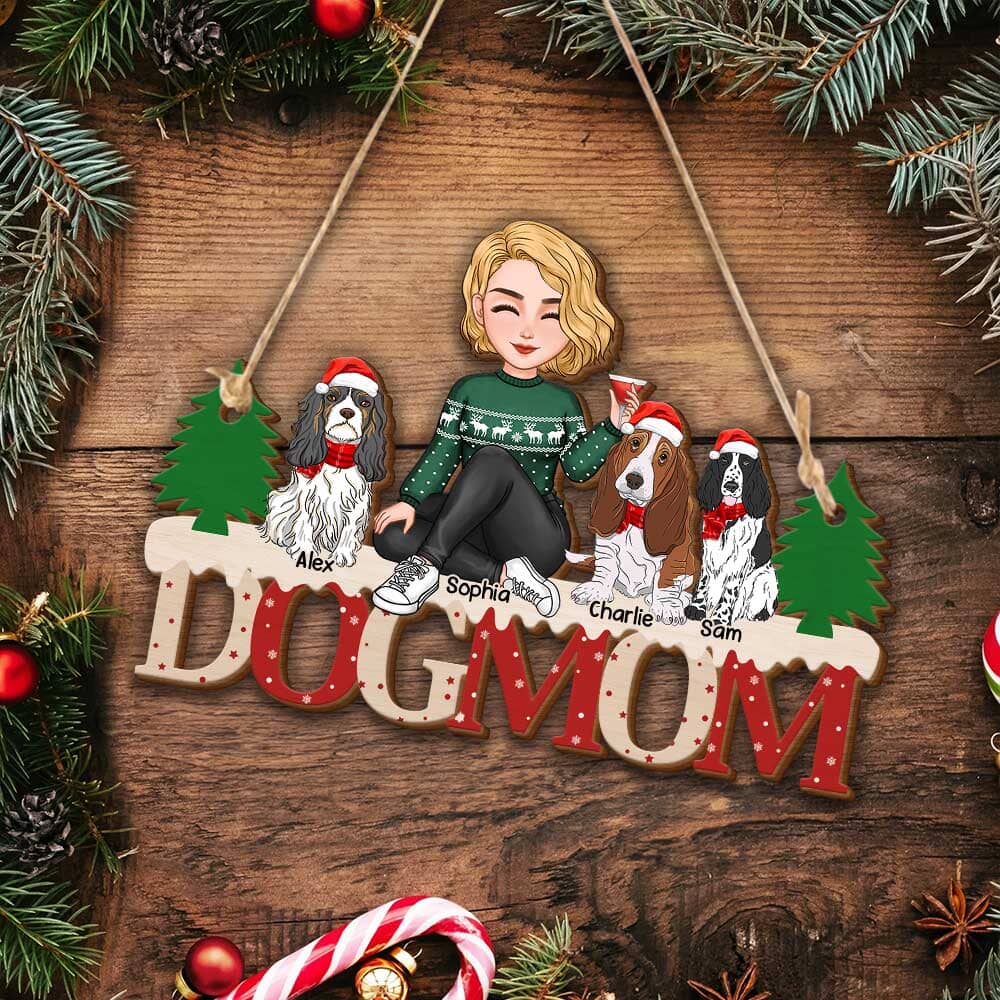 Cute Girl With Her Dogs - Personalized Christmas Shape Ornament For Dogmom - NTD18NOV23TP2 Wood Custom Shape Ornament HumanCustom - Unique Personalized Gifts Made Just for You 