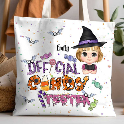 Personalized Cute Doll Kid Official Candy Tester Halloween Tote Bag LPL09AUG23TP2