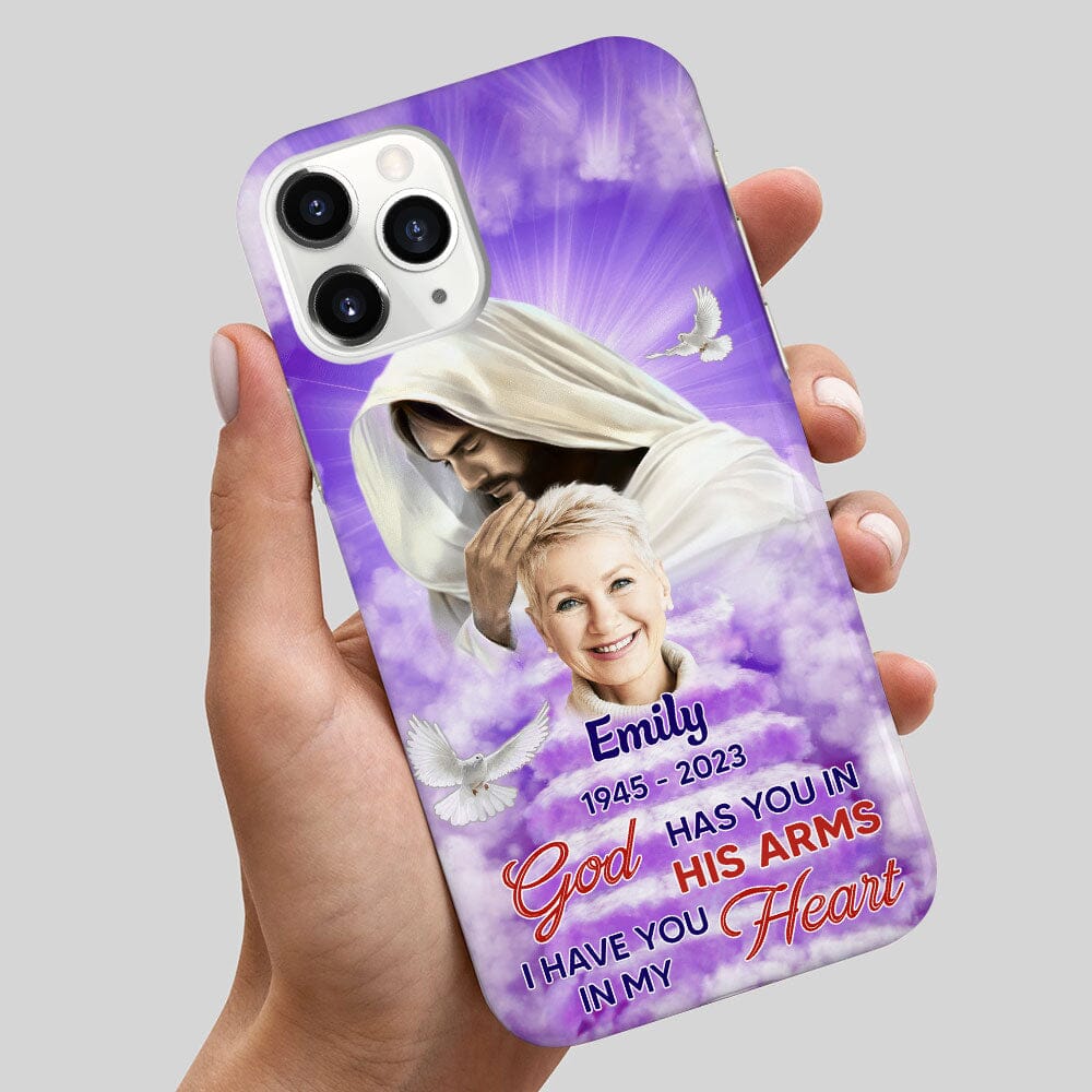 Memorial Upload Photo, God Has You In His Arms I Have You In My Heart Personalized Phone Case LPL29NOV23TP2 Silicone Phone Case HumanCustom - Unique Personalized Gifts Made Just for You 