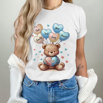 Cute Teddy Bear Grandma Mom Sweet Heart Balloon Kids Personalized Shirt LPL27MAR24TP2