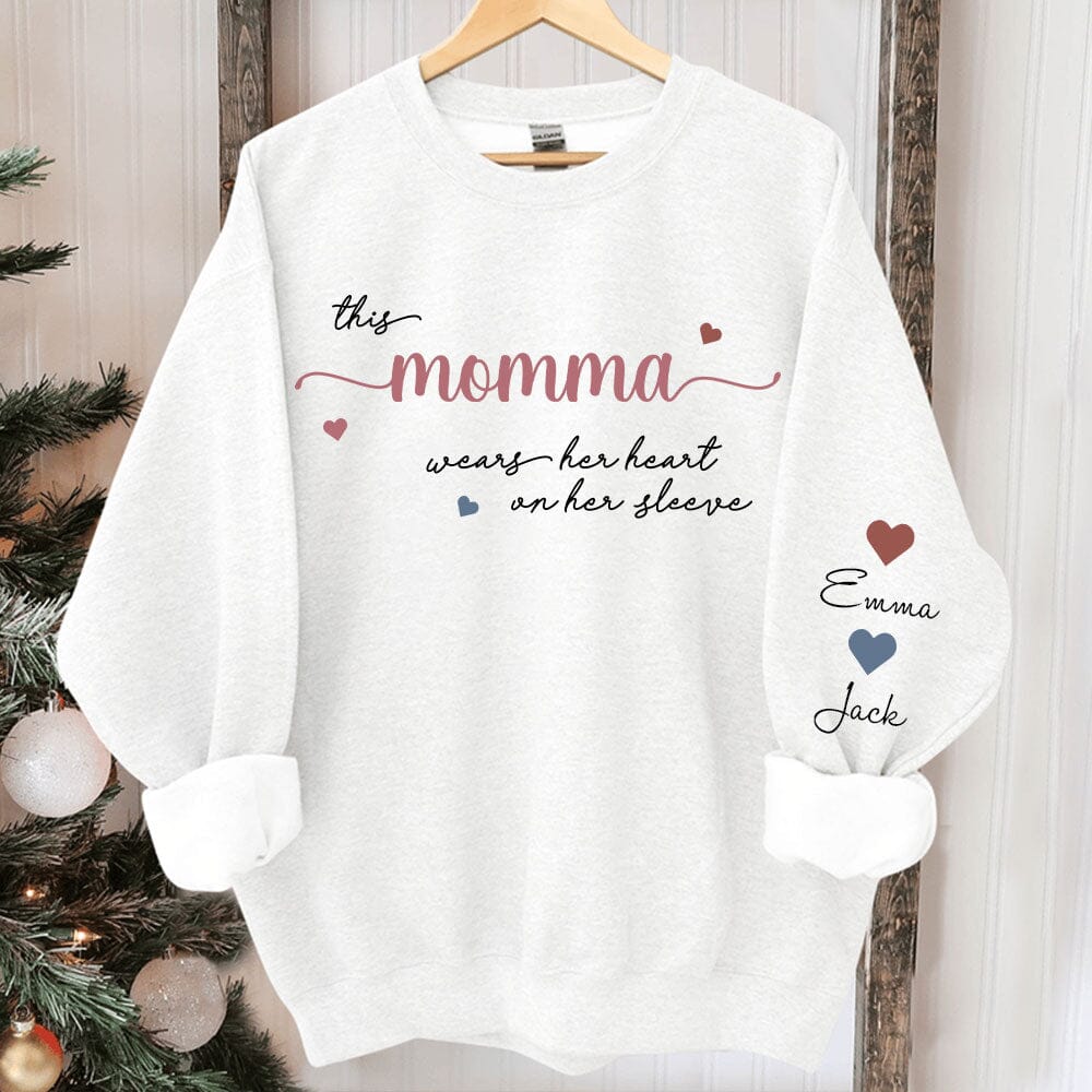 Personalized This Mom Grandma Wears Her Sweet Heart Kids On Her Sleeve Sweatshirt LPL20NOV23TP3 2d sweatshirt HumanCustom - Unique Personalized Gifts Made Just for You 