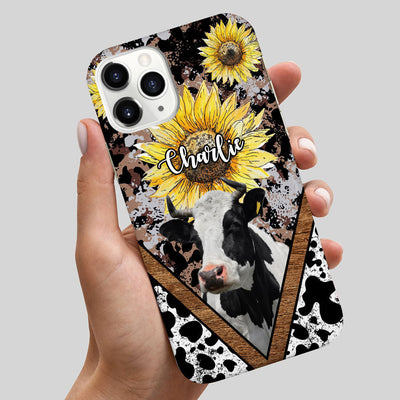 Love Cow Breeds Holstein Highland Cattle Farm, Sunflower Leopard Cowprint Pattern Personalized Phone Case LPL11JUL23TP3