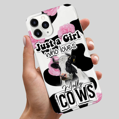 Pink Flower Cowprint Just A Girl Who Loves Cows Holstein Farm Personalized Phone Case LPL30JUN23TP3